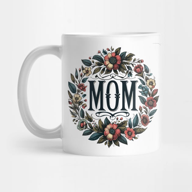 Mom Floral Wreath Vintage by Teeport